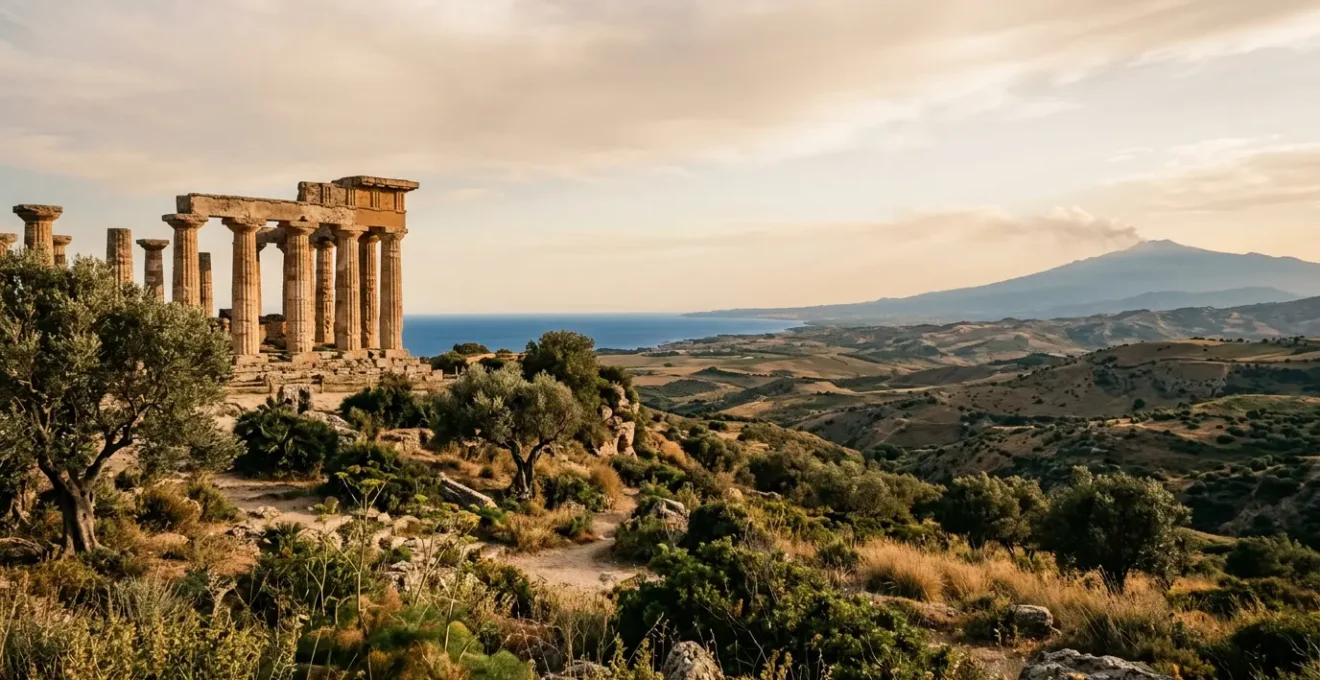 Paesaggio siciliano autentico con siti archeologici e natura incontaminata