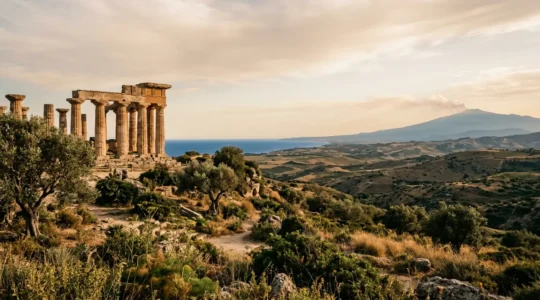 Paesaggio siciliano autentico con siti archeologici e natura incontaminata